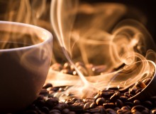 Strange golden smoke taking away from coffee seeds